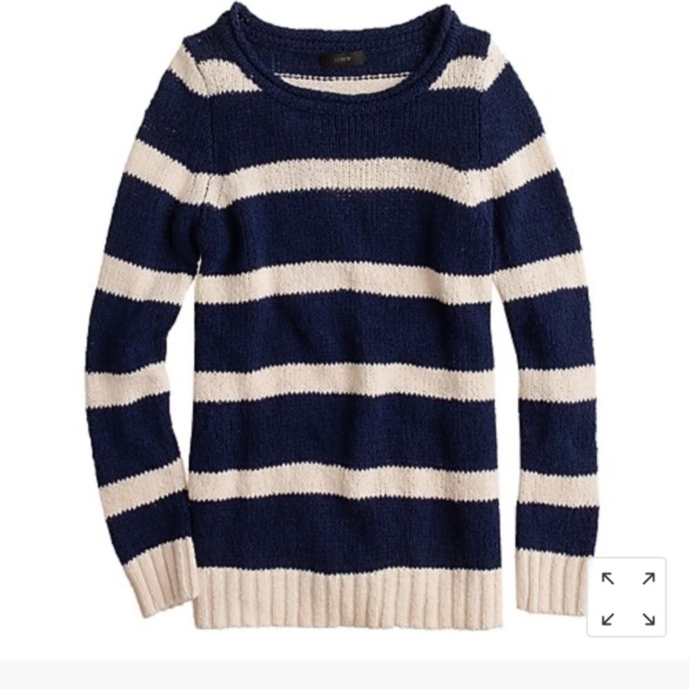 J. Crew Twisted Stitch Open-Neck Sweater in Stripe